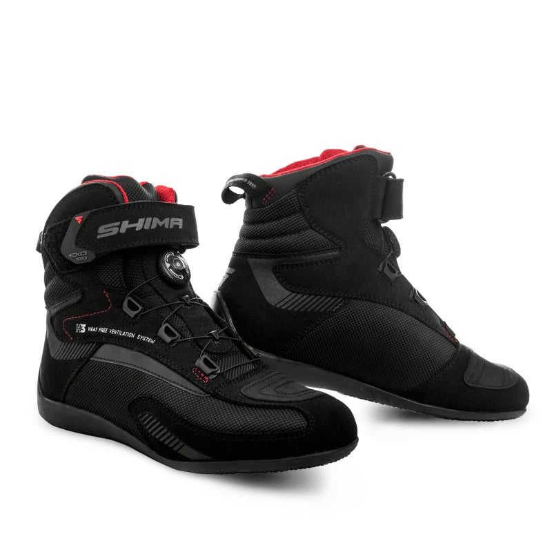 SHIMA Exo Motorcycle Riding Shoes Women Boots ATOP Reel Knob Lacing Ventilated Leather Mesh Street Summer Suede Sport Stealth Touring Shoe Moto Footwear Bikers Powersports (Womens, Black, 39) - Image 1